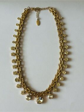 Ann Taylor Gold Crystal Drop Necklace